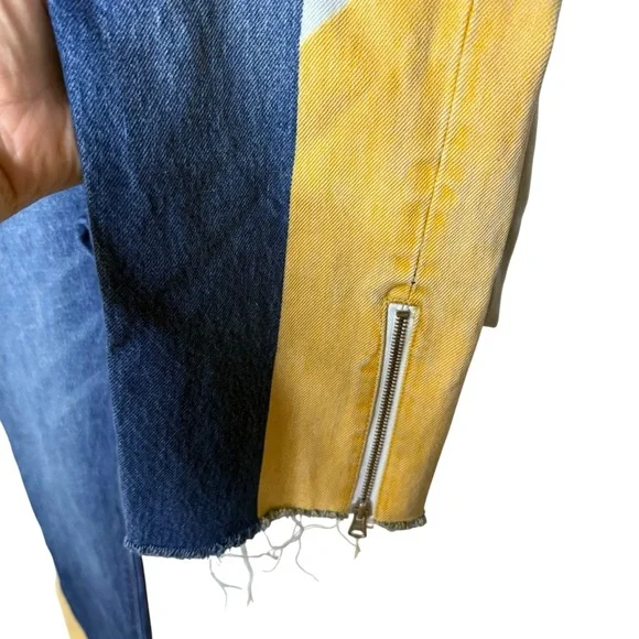 Levi's Premium | 5 Moto Colorblock Crop Buttonfly Jeans | 100% Cotton | Sz 29/28 - Picture 7 of 15